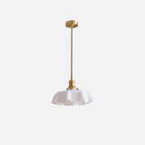 Vintage Ceramic Pleated Floral Pendant Light French Style Brass Hanging Ceiling Lamp