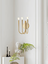 Vintage Curved Swoop Arm Wall Sconce with Clear Glass Globe Shade and Metal Finish