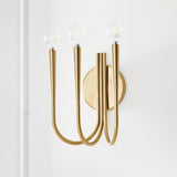 Vintage Curved Swoop Arm Wall Sconce with Clear Glass Globe Shade and Metal Finish