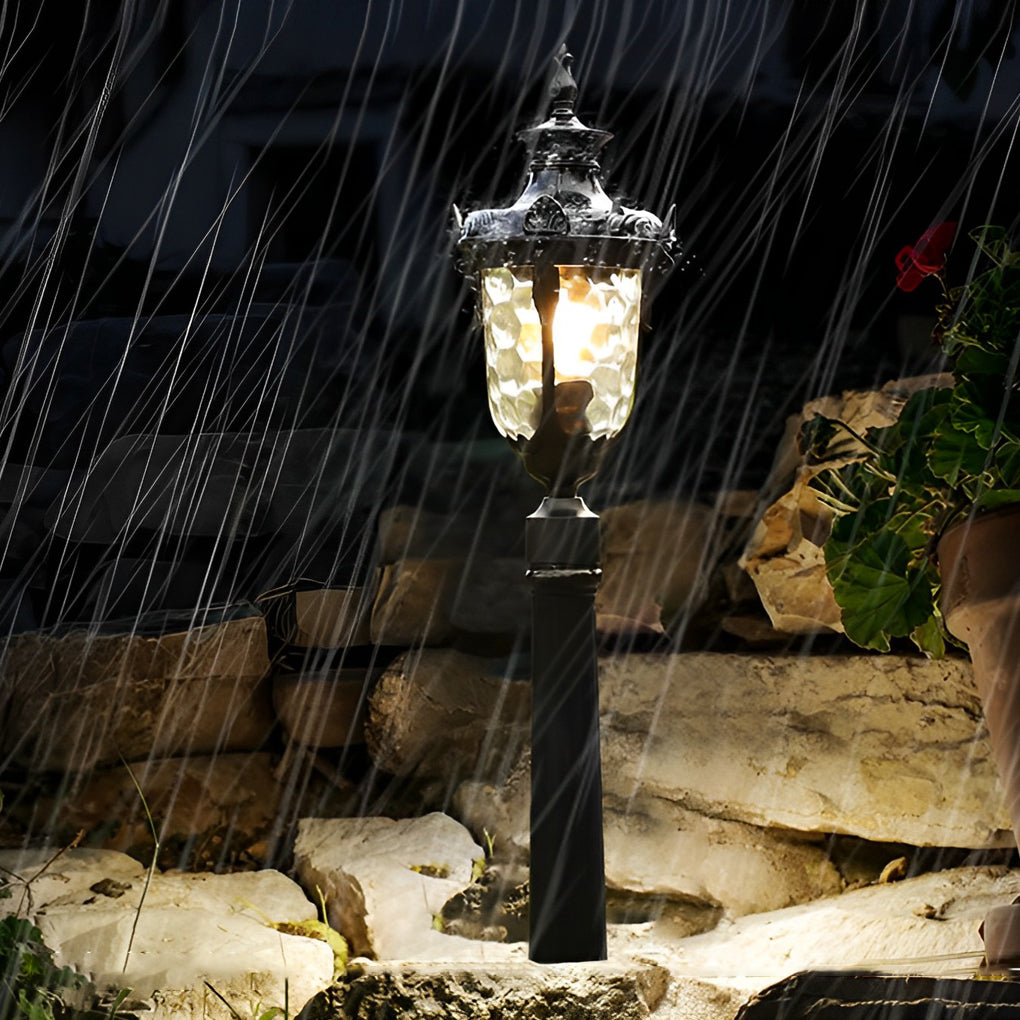 Vintage European Outdoor Garden Pathway Light Waterproof Die Cast Aluminum Lawn Lamp 33 Inch
