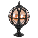 Vintage European Style Waterproof Outdoor Fence Post Cap Light with Round Glass Globe E27