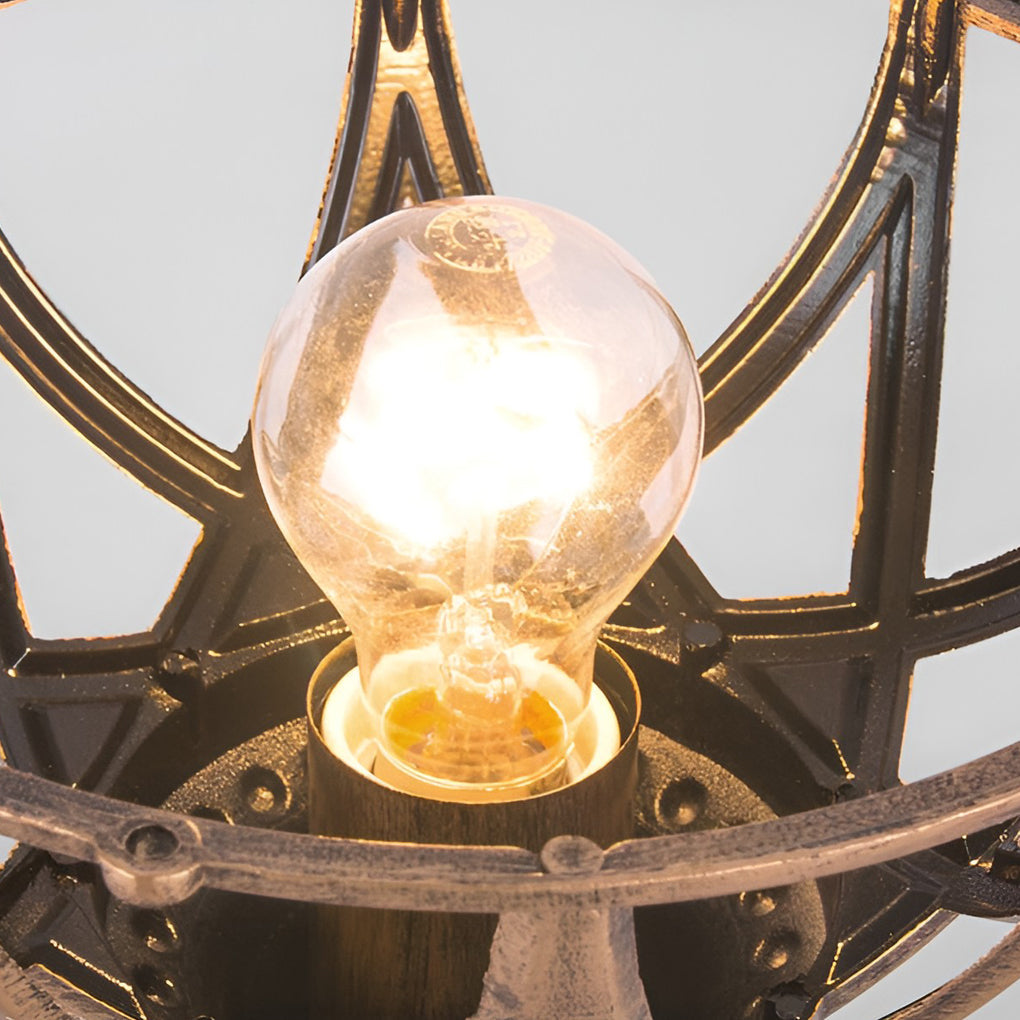 Vintage European Style Waterproof Outdoor Fence Post Cap Light with Round Glass Globe E27