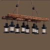 Vintage Farmhouse 8 Light Wood Lantern Chandelier with Glass Shades for Dining Room