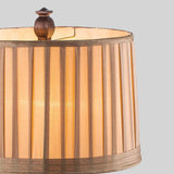 Vintage Farmhouse Resin Tower Table Lamp with Striped Linen Drum Shade