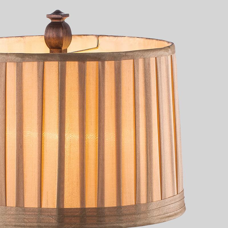 Vintage Farmhouse Resin Tower Table Lamp with Striped Linen Drum Shade