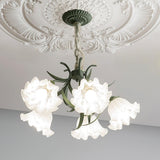 Vintage Floral Lily of the Valley Chandelier Green Metal Petal Pendant Lamp