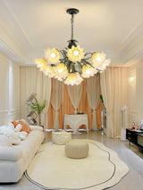 Vintage Floral Lily of the Valley Chandelier Green Metal Petal Pendant Lamp