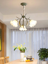 Vintage Floral Lily of the Valley Chandelier Green Metal Petal Pendant Lamp