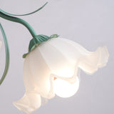 Vintage Floral Lily of the Valley Chandelier Green Metal Petal Pendant Lamp