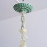 Vintage Floral Lily of the Valley Chandelier Green Metal Petal Pendant Lamp