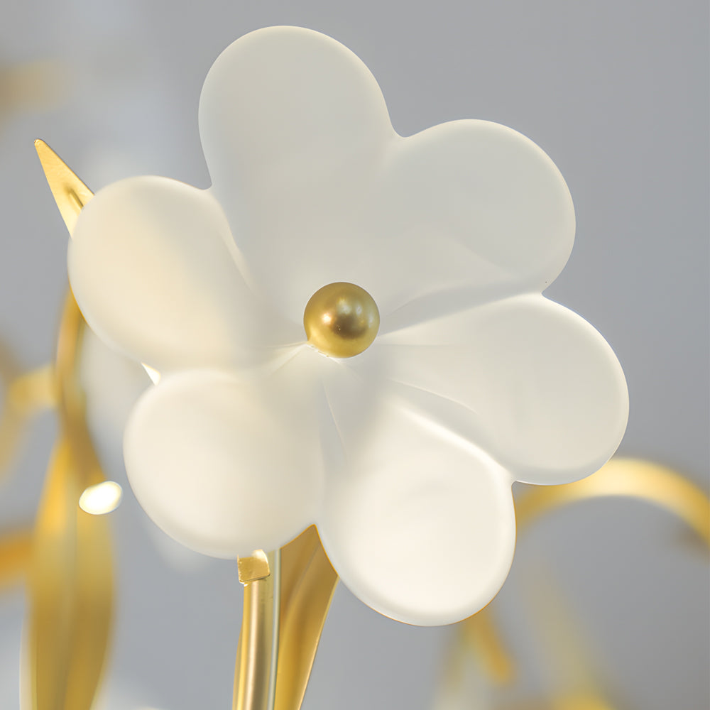 Vintage French Style Glass Flower Branch Chandelier Gold 4 Light Ceiling Fixture