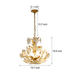 Vintage French Style Glass Flower Branch Chandelier Gold 4 Light Ceiling Fixture