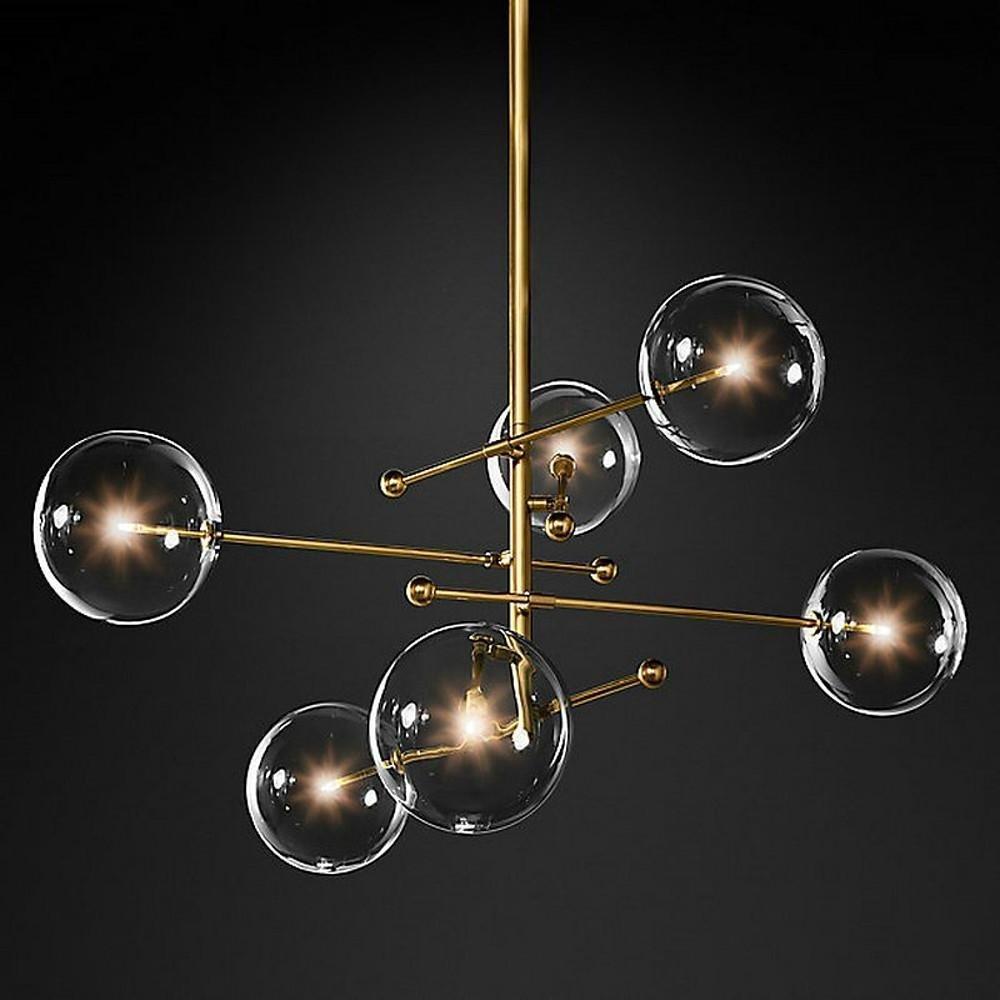 Vintage Geometrical Globe Chandelier Metal and Glass Pendant Light for Modern Kitchen and Dining Areas
