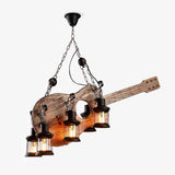 Vintage Guitar Pendant Light Rustic Wood and Glass Ceiling Hanging Lamp