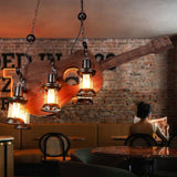 Vintage Guitar Pendant Light Rustic Wood and Glass Ceiling Hanging Lamp