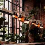 Vintage Guitar Pendant Light Rustic Wood and Glass Ceiling Hanging Lamp