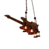 Vintage Guitar Pendant Light Rustic Wood and Glass Ceiling Hanging Lamp