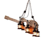 Vintage Guitar Pendant Light Rustic Wood and Glass Ceiling Hanging Lamp