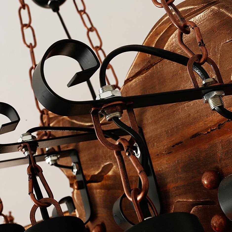 Vintage Guitar Pendant Light Rustic Wood and Glass Ceiling Hanging Lamp