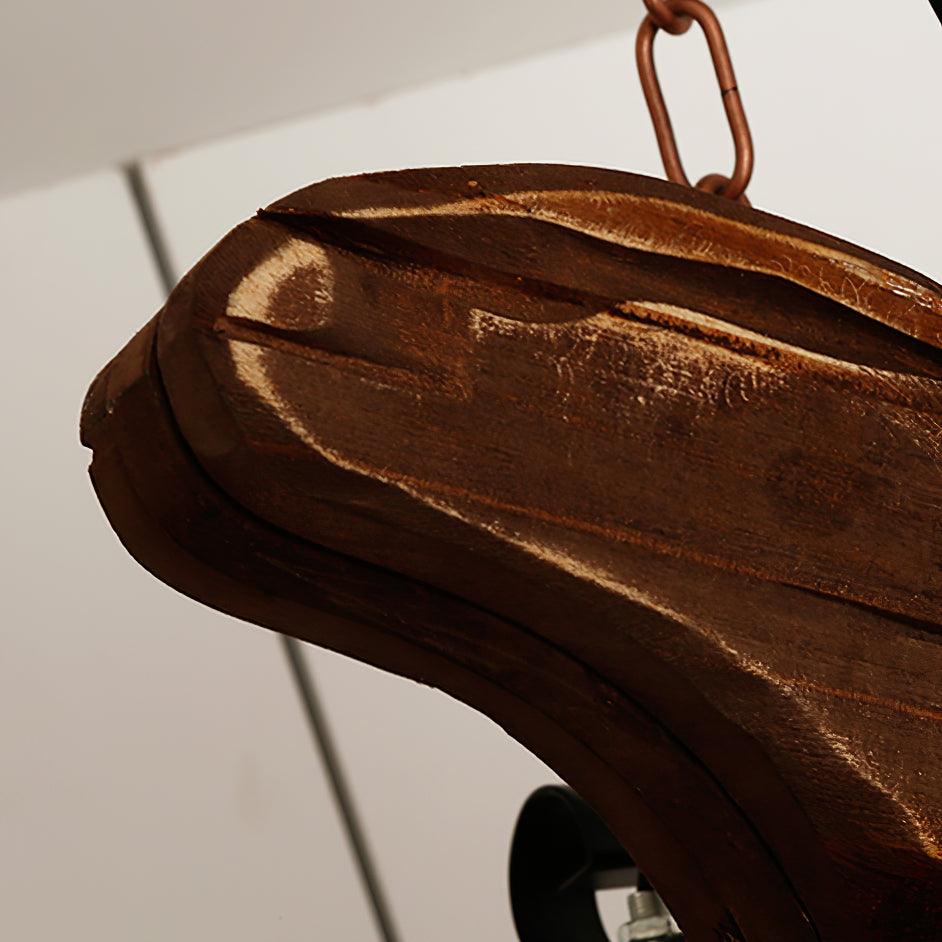 Vintage Guitar Pendant Light Rustic Wood and Glass Ceiling Hanging Lamp