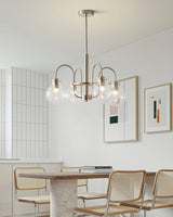 Vintage Hansford Gasolier Chandelier with Chrome Finish and Clear Seedy Glass