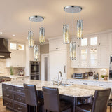 Vintage Industrial Crystal Glass Pendant Light Creative Iron Chandelier for Dining Room and Bar