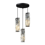 Vintage Industrial Crystal Glass Pendant Light Creative Iron Chandelier for Dining Room and Bar
