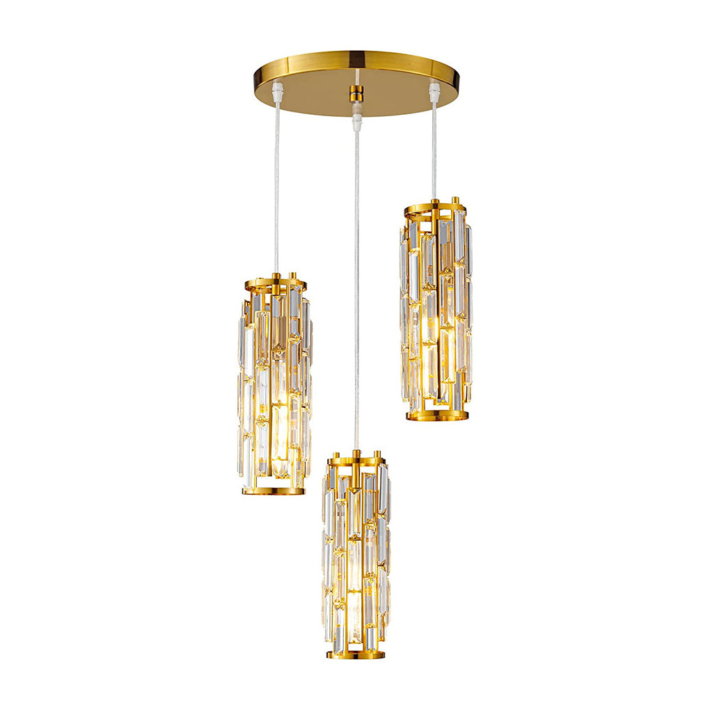 Vintage Industrial Crystal Glass Pendant Light Creative Iron Chandelier for Dining Room and Bar