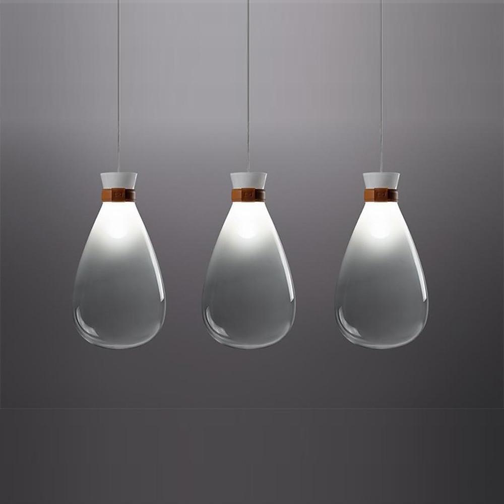 Vintage Industrial Glass Teardrop Pendant Light Smoke Grey LED Ceiling Hanging Lamp