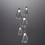 Vintage Industrial Glass Teardrop Pendant Light Smoke Grey LED Ceiling Hanging Lamp