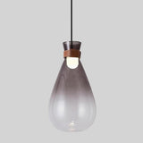 Vintage Industrial Glass Teardrop Pendant Light Smoke Grey LED Ceiling Hanging Lamp