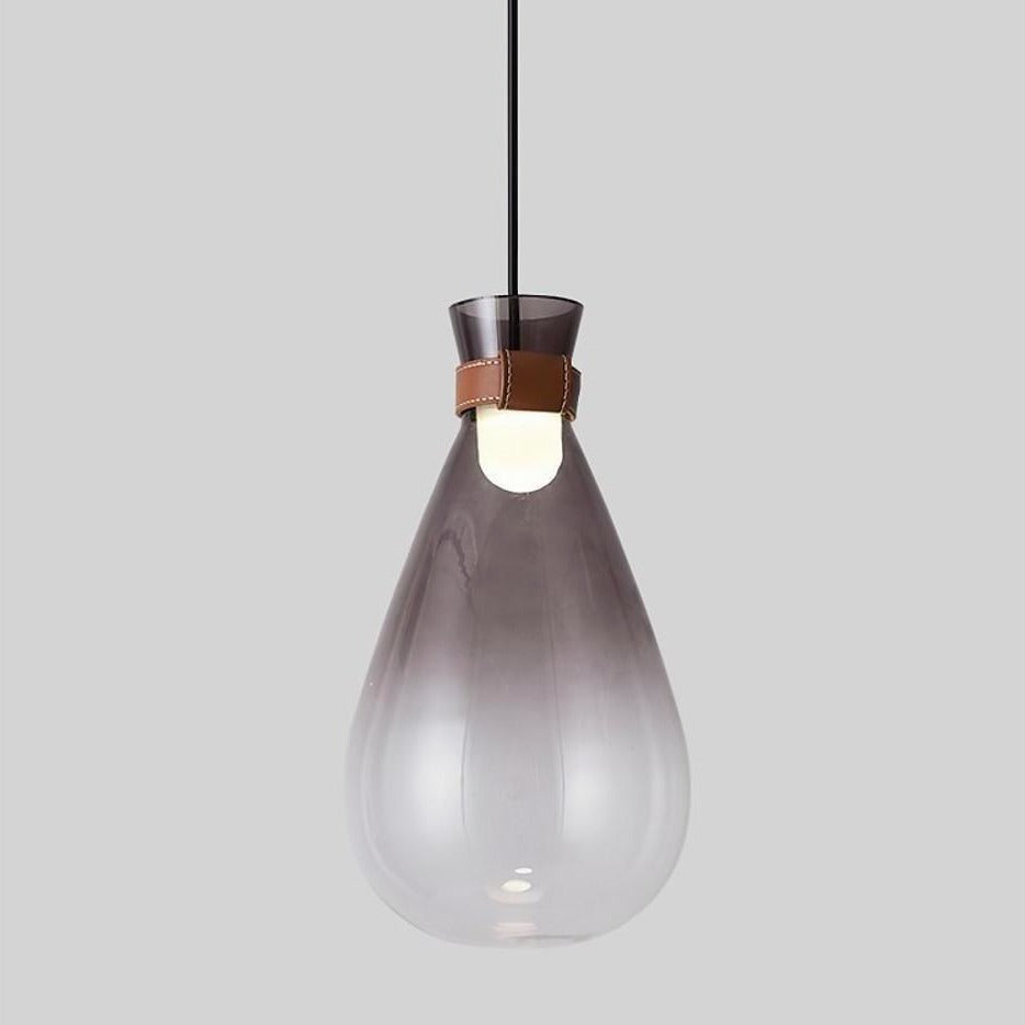 Vintage Industrial Glass Teardrop Pendant Light Smoke Grey LED Ceiling Hanging Lamp