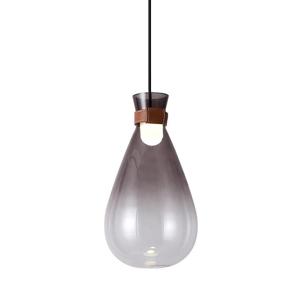 Vintage Industrial Glass Teardrop Pendant Light Smoke Grey LED Ceiling Hanging Lamp