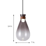 Vintage Industrial Glass Teardrop Pendant Light Smoke Grey LED Ceiling Hanging Lamp