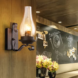 Vintage Industrial Glass Wall Sconce E27 Metal Indoor Light Fixture for Living Room and Hallway