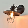 Vintage Industrial Harbour Wall Lamp with Wire Cage and Clear Glass Dome Shade