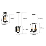 Vintage Industrial Iron Cage Pendant Light and Semi Flush Mount Ceiling Chandelier