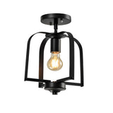 Vintage Industrial Iron Cage Pendant Light and Semi Flush Mount Ceiling Chandelier