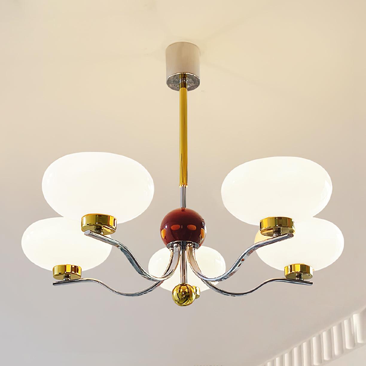 Vintage Medieval Style Glass Bowl Crown Chandelier with Milk White Shade