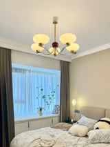 Vintage Medieval Style Glass Bowl Crown Chandelier with Milk White Shade
