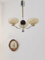 Vintage Medieval Style Glass Bowl Crown Chandelier with Milk White Shade