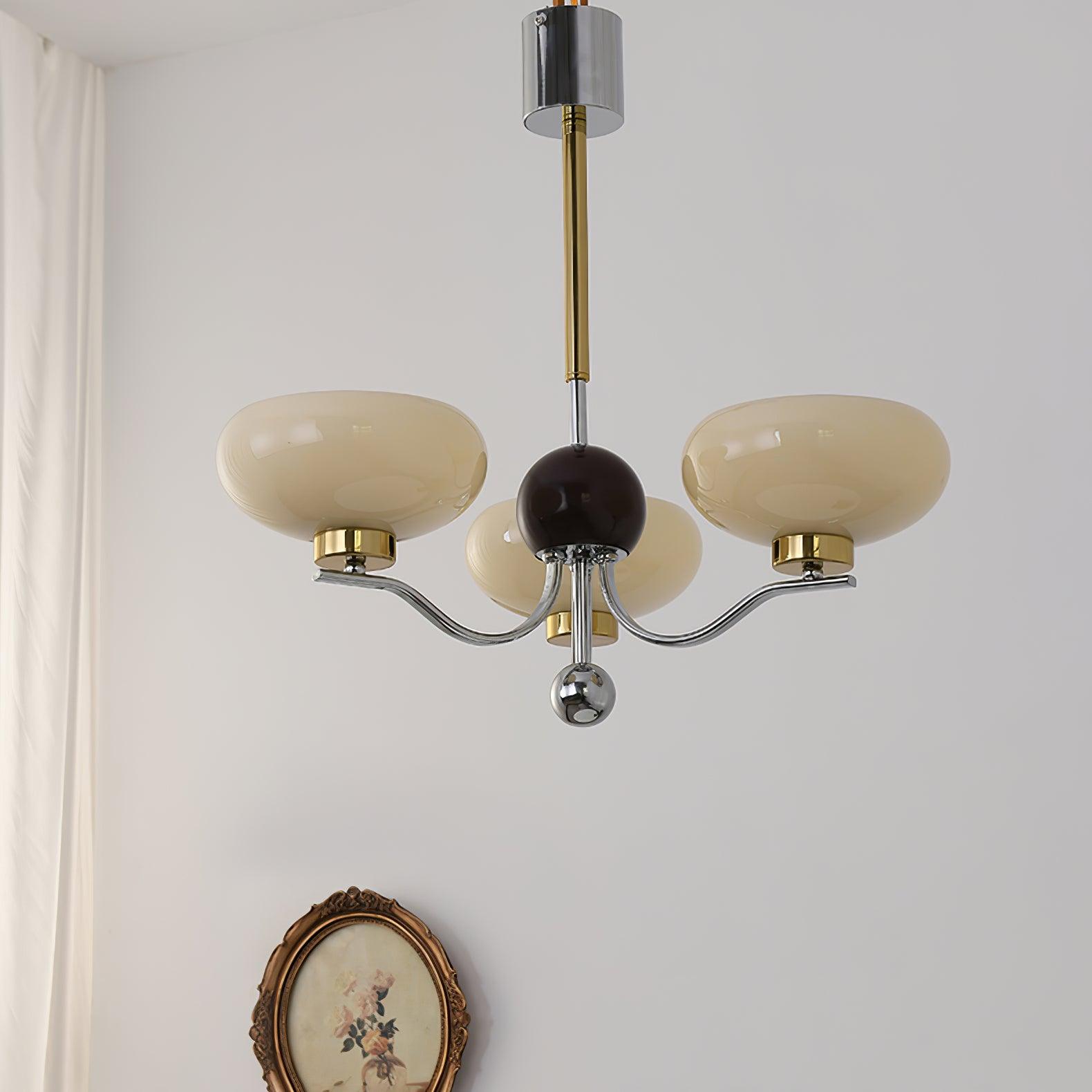 Vintage Medieval Style Glass Bowl Crown Chandelier with Milk White Shade