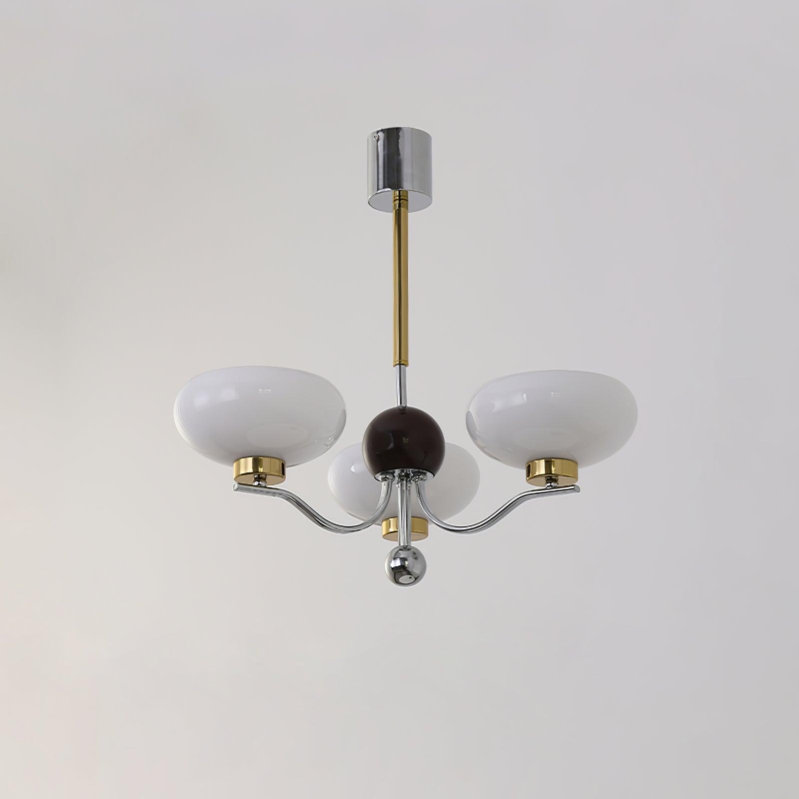 Vintage Medieval Style Glass Bowl Crown Chandelier with Milk White Shade