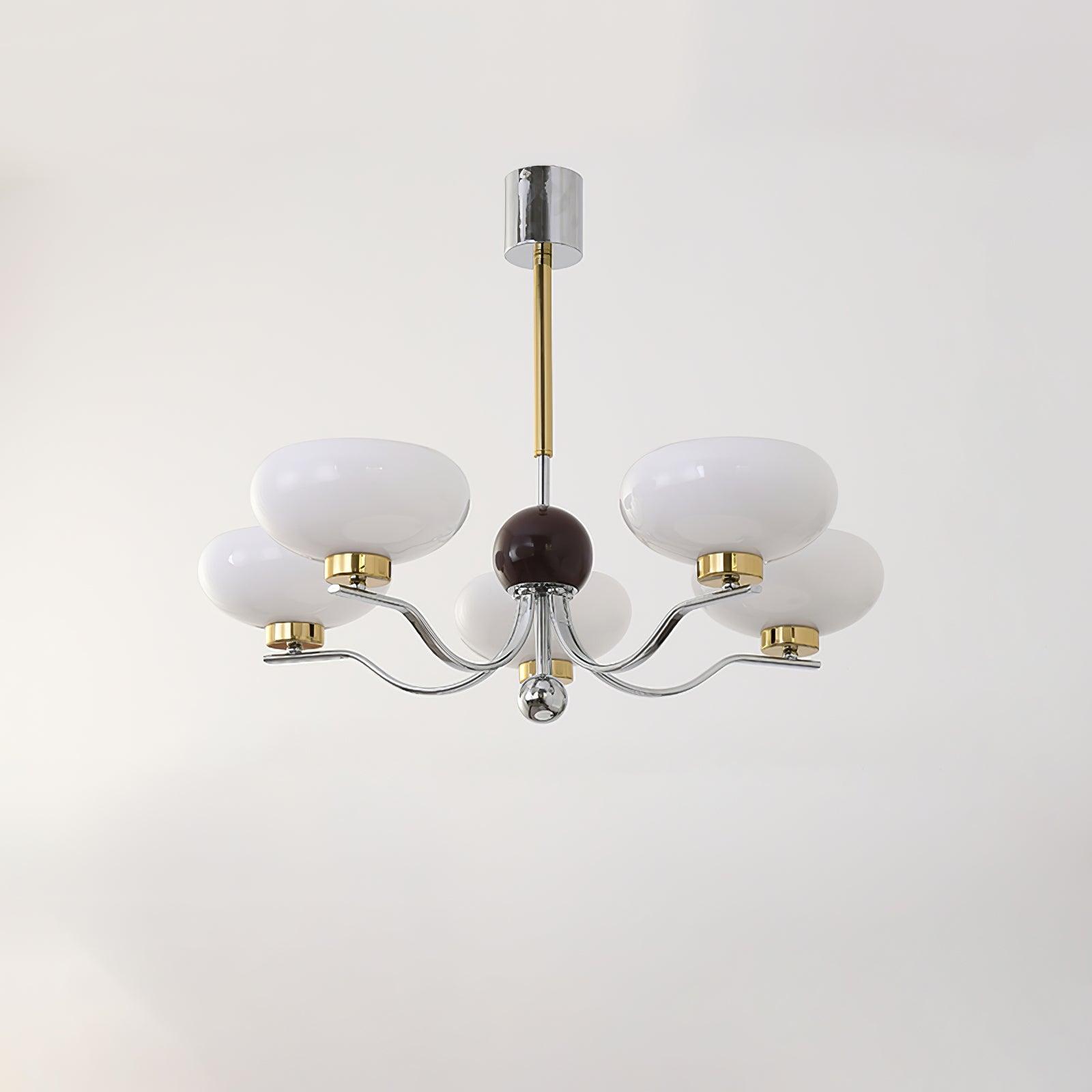Vintage Medieval Style Glass Bowl Crown Chandelier with Milk White Shade