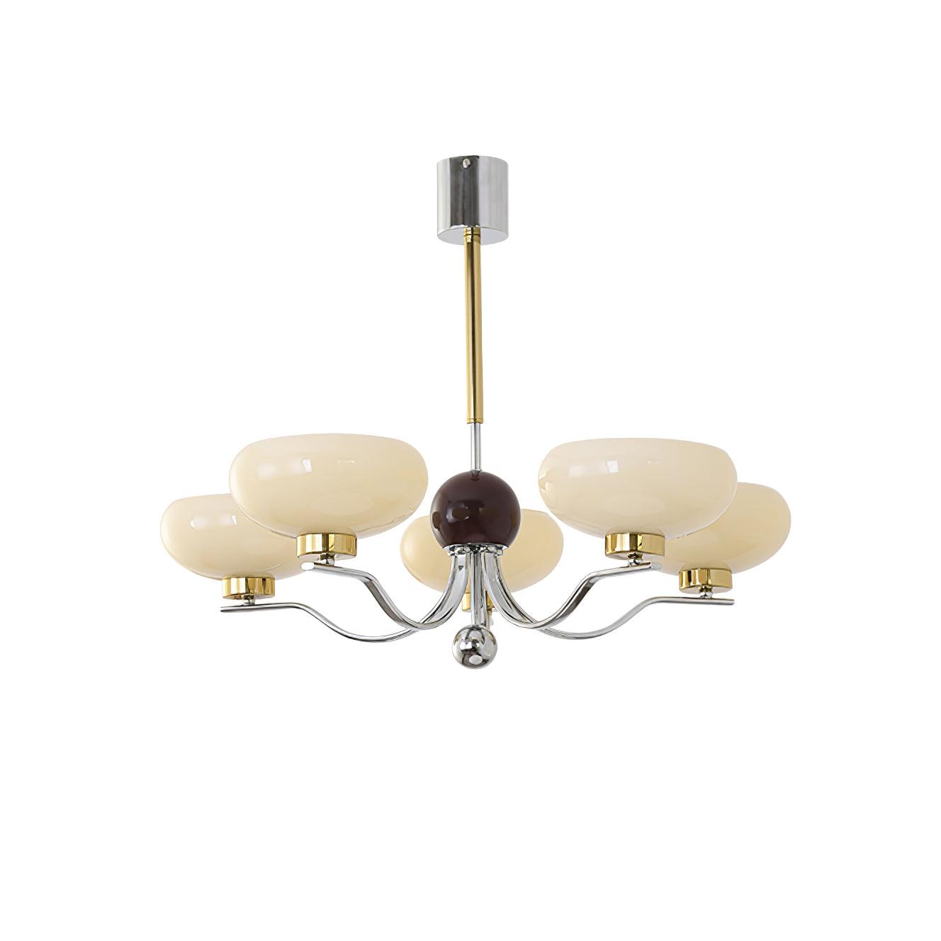 Vintage Medieval Style Glass Bowl Crown Chandelier with Milk White Shade