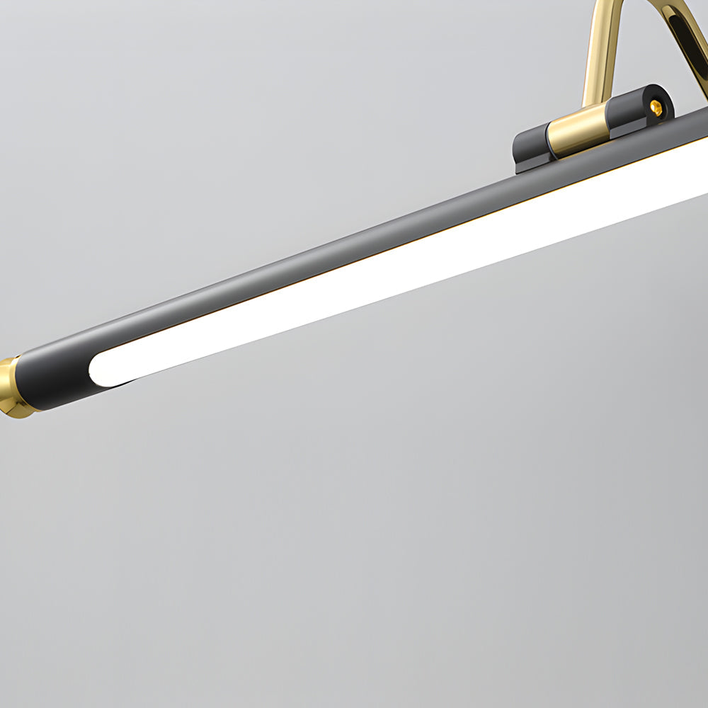 Vintage Rotatable LED Bathroom Vanity Light Gold and Black Linear Wall Sconce for Dressing Tables