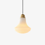 Vintage Schoolhouse Style Brass and White Glass Droplight Pendant for Indoor Lighting