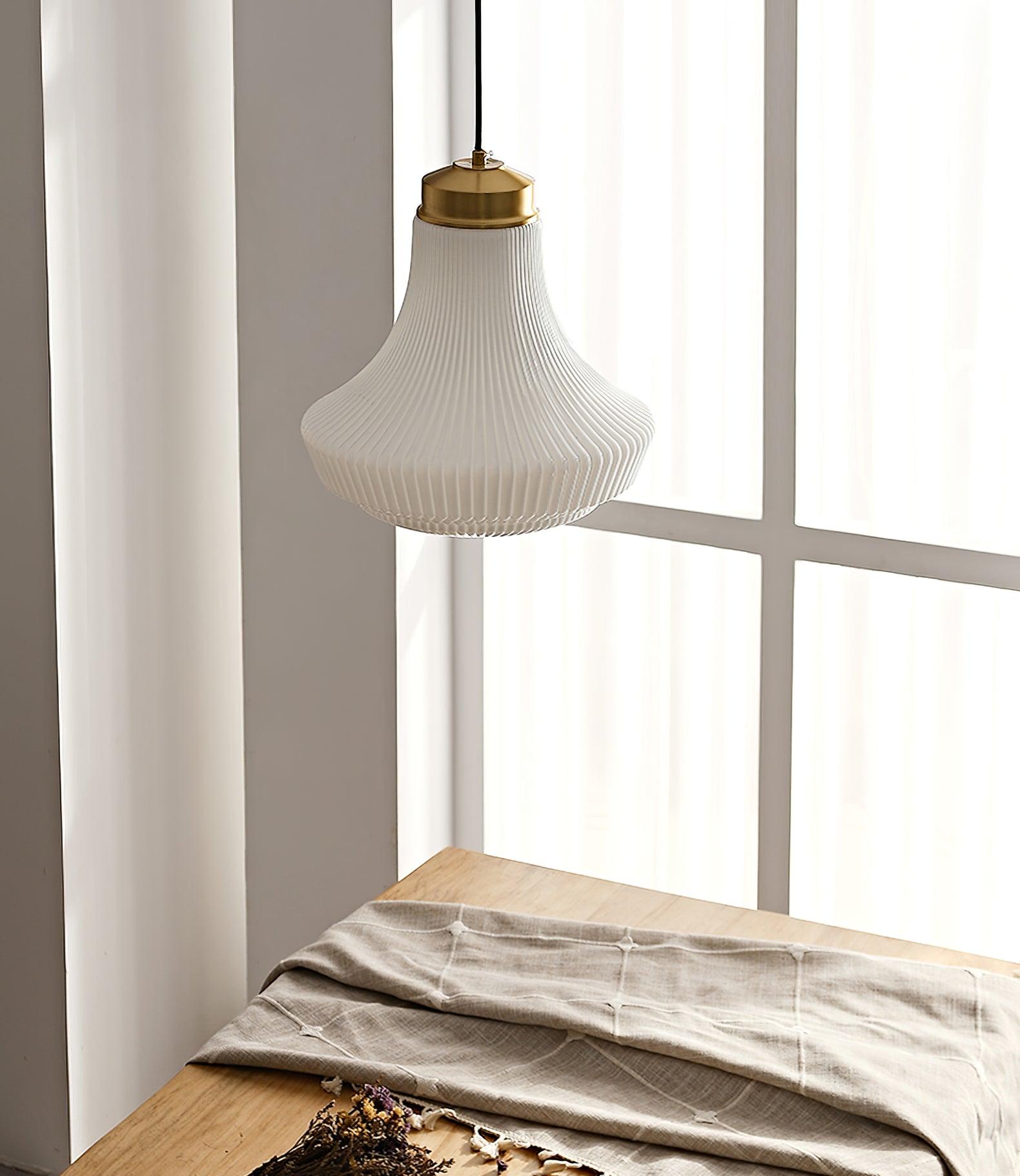 Vintage Schoolhouse Style Brass and White Glass Droplight Pendant for Indoor Lighting