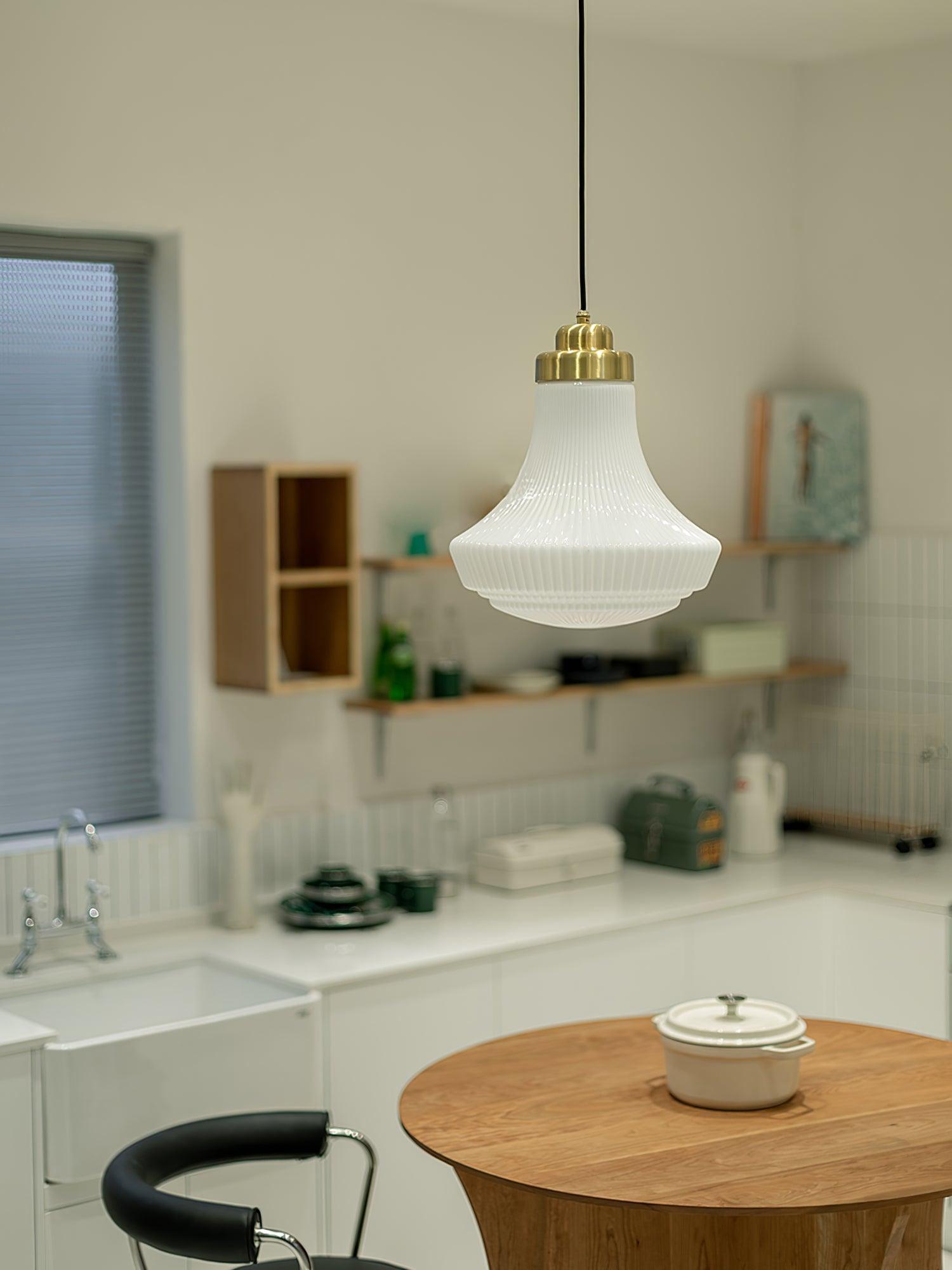 Vintage Schoolhouse Style Brass and White Glass Droplight Pendant for Indoor Lighting