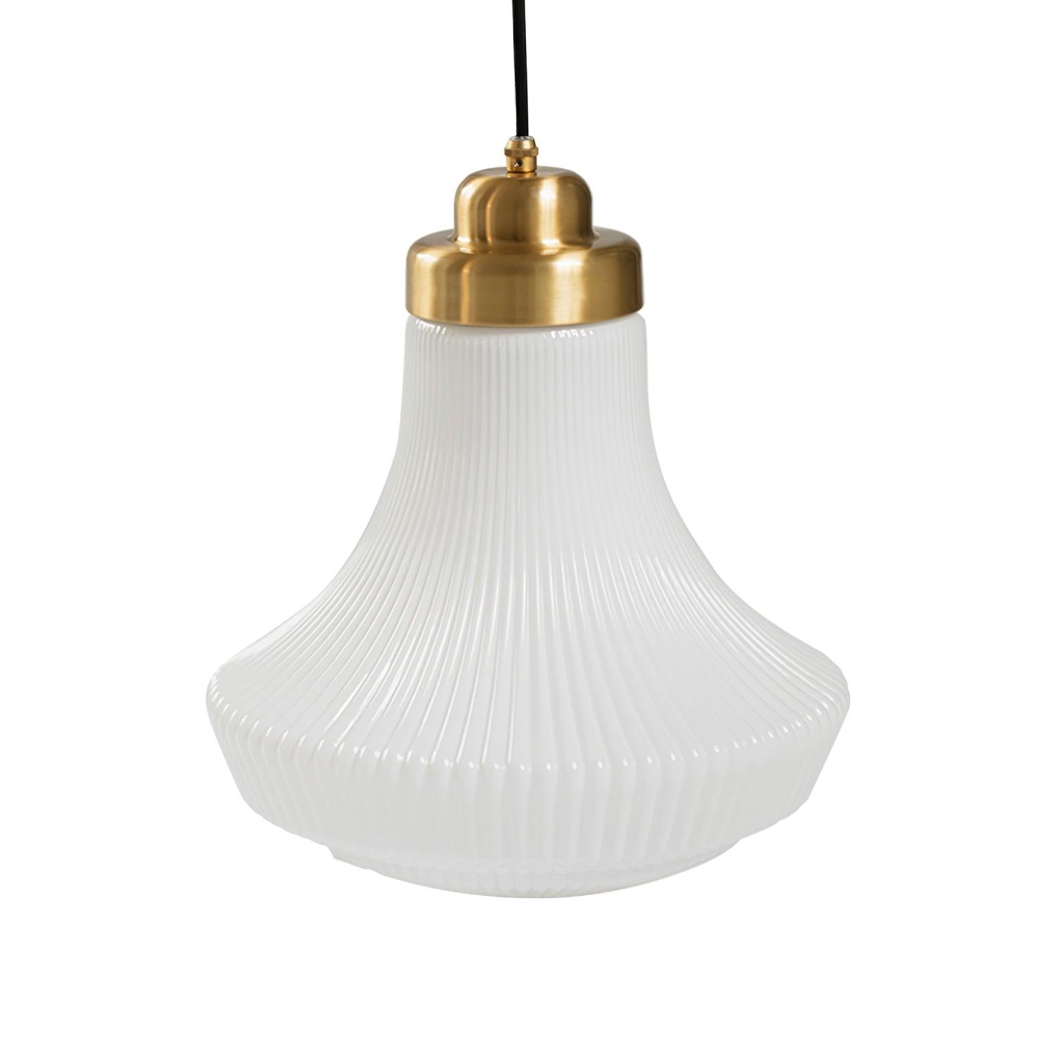 Vintage Schoolhouse Style Brass and White Glass Droplight Pendant for Indoor Lighting